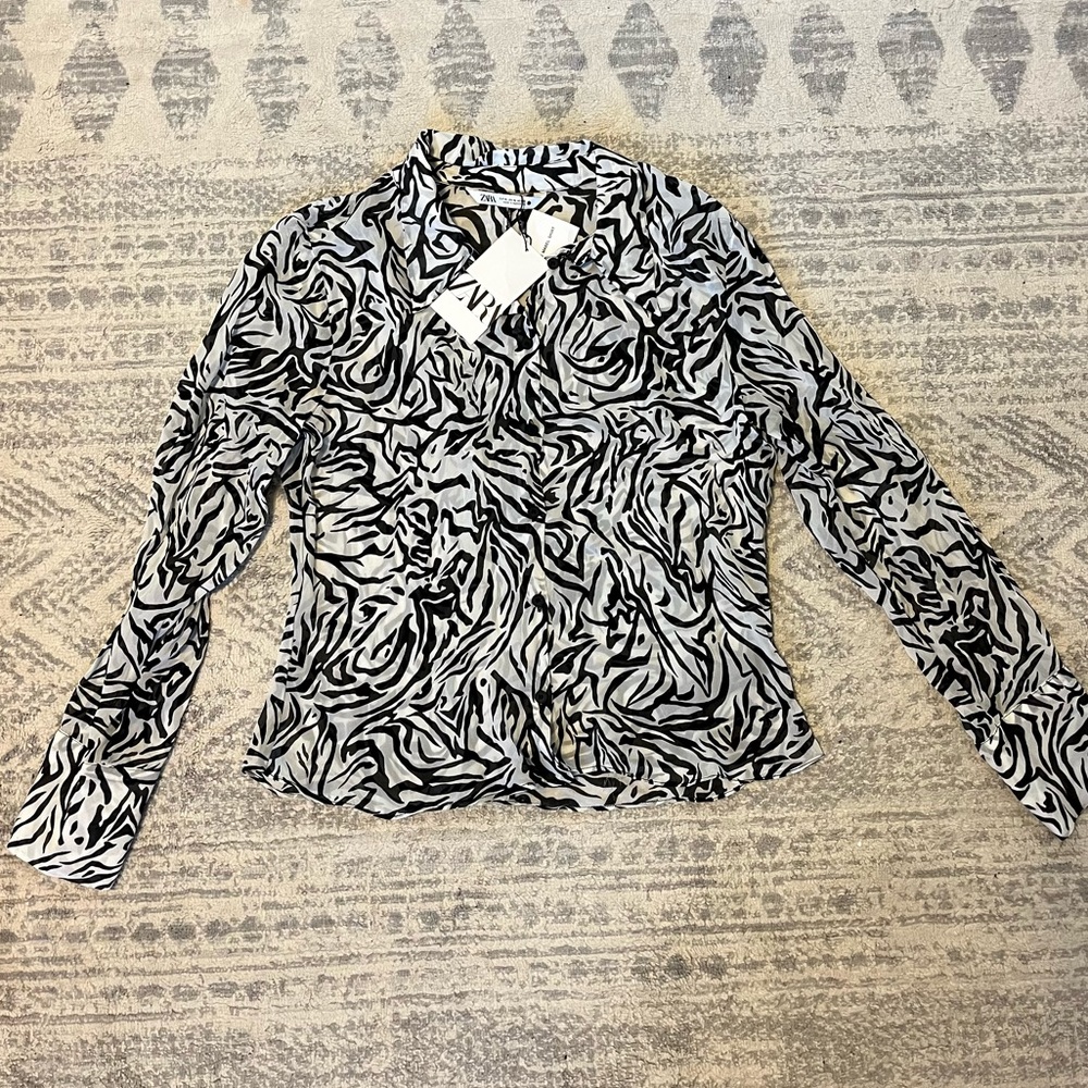 Zara Semi-Sheer Printed Shirt